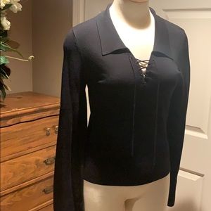 ⏳Special Sale Max Studio Med Black lace up sweater